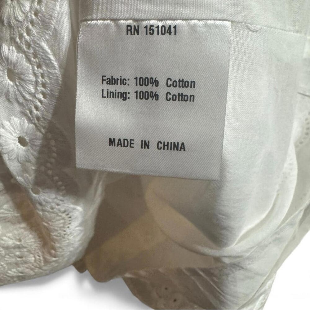 NWT CAARA White Eyelet Mini Dress A-Line Flutter Sleeve M Coquette Cottagecore - Picture 9 of 9